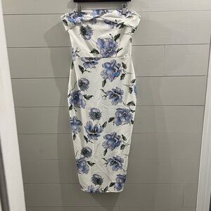 Missguided | Floral Print Strapless Sheath Dress Size 6